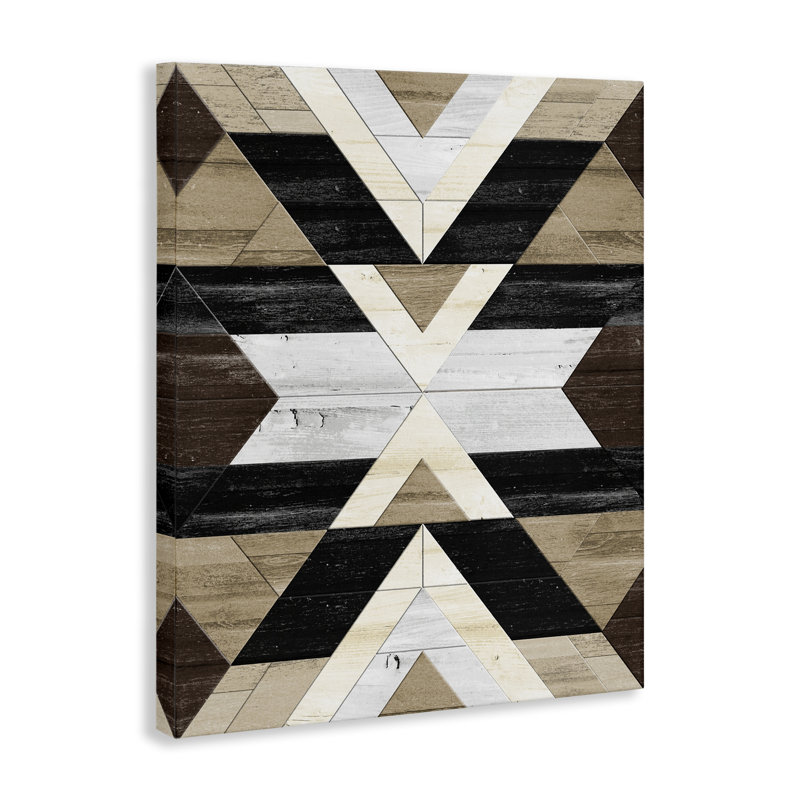 «Rustic Linear Aztec Shapes», art mural sur toile par Erica Billups, H 30 po x l 24 po x P 1,5 po, Toile tendue