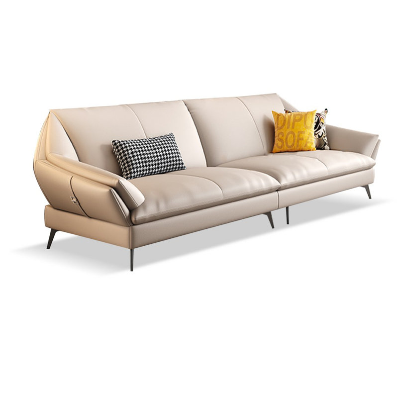 Canapé modulaire en cuir véritable, Blanc crémeux