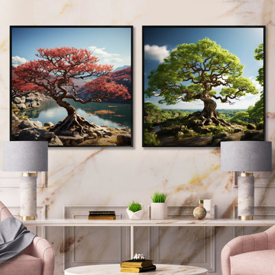 Maple Tree With Graceful Curves - Tree Maple Square Collage Set Of 2