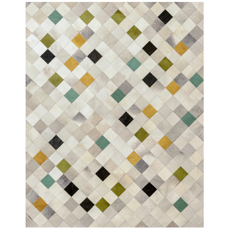 Art Hide Cowhide Area Rug in Green, Rectangle 9' x 12'