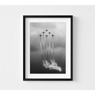 Formation de spectacle aérien noir et blanc | Art mural de l'aviation | Impression de pilote moderne