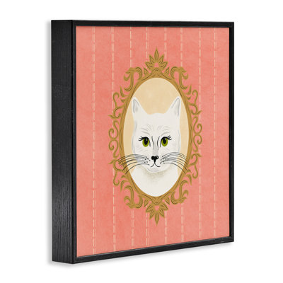 White Cat Portrait Framed Giclee Art by Carrie Cantwell