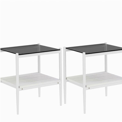 Coffee Table and End tables Set of 3, Tempered Glass Table with MDF layer, Modern Tables for Living Room , Glass