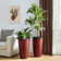 23.75"H Set Of 2 Oversized Eco-Friendly PP And Stone Honeycomb Textured Green Tall Plastic Planter