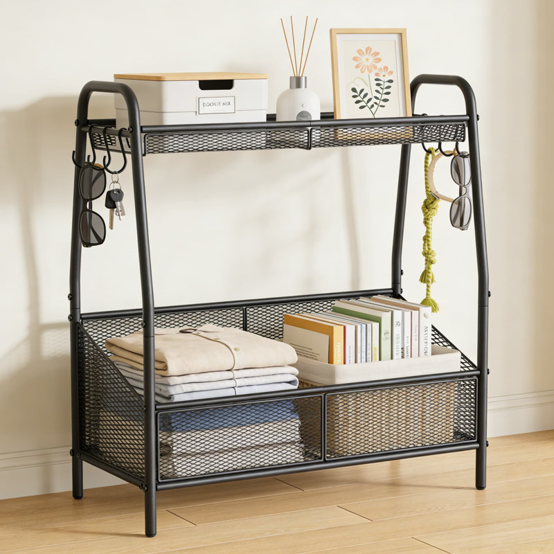 Heavy-Duty Metal Dog Toy Storage Basket With Top Shelf And Hooks, Chew-Resistant Pet Toy Organizer For Large Dogs And Multiple Pets