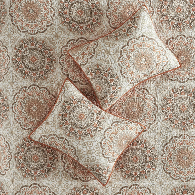 Ensemble de literie réversible en coton 6 pièces, motif floral moderne pour la maison, orange / grand lit