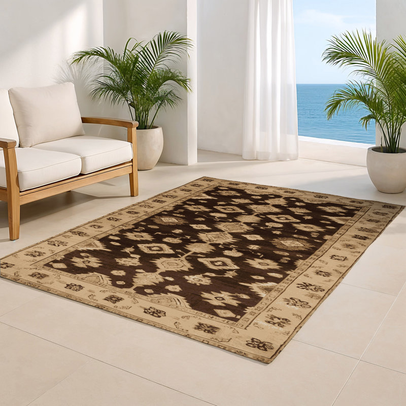 Overdyed Beige Indoor and Outdoor Area Rug, Rectangle 2' x 3'