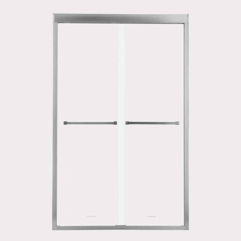 Shower Door 48" W X 76"H Semi-Frameless Bypass Sliding Shower Enclosure, Brushed Nickel