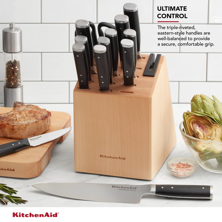 KitchenAid Gourmet 14-Piece Black Birch Knife Block Set