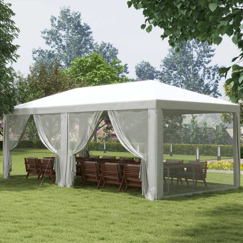 10' X 20' Party Tent, Outdoor Wedding Canopy & Gazebo With Removable Sidewalls, Shade Shelter For Events, Bbqs, White