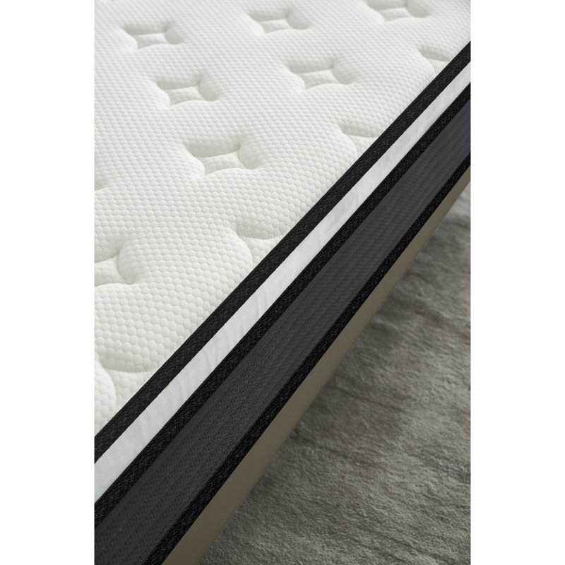 Matelas à plateau-coussin hybride pleine grandeur de 10 pouces dans une boîte au design respirant et hypoallergénique, mi-ferme pour un soutien lombaire