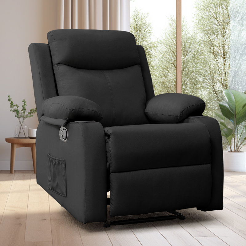 KORSER Recliner Chair, Rocker Recliners For Living Room, Small Recliner For Small Spaces, Fabric Manual Recliners With Side Pockects