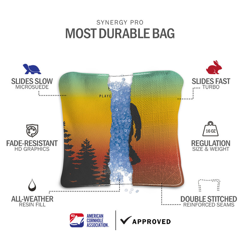 Retro Sasquatch Synergy Pro Cornhole Bags, Multicolor