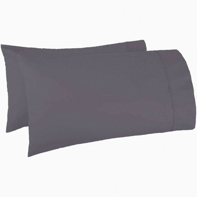 FluffyLux Extra Large Pillowcase - 600 Thread Count Dark Grey Oversize Pillow Cover for Pancake Pillows - Luxury Tall Bedding Case