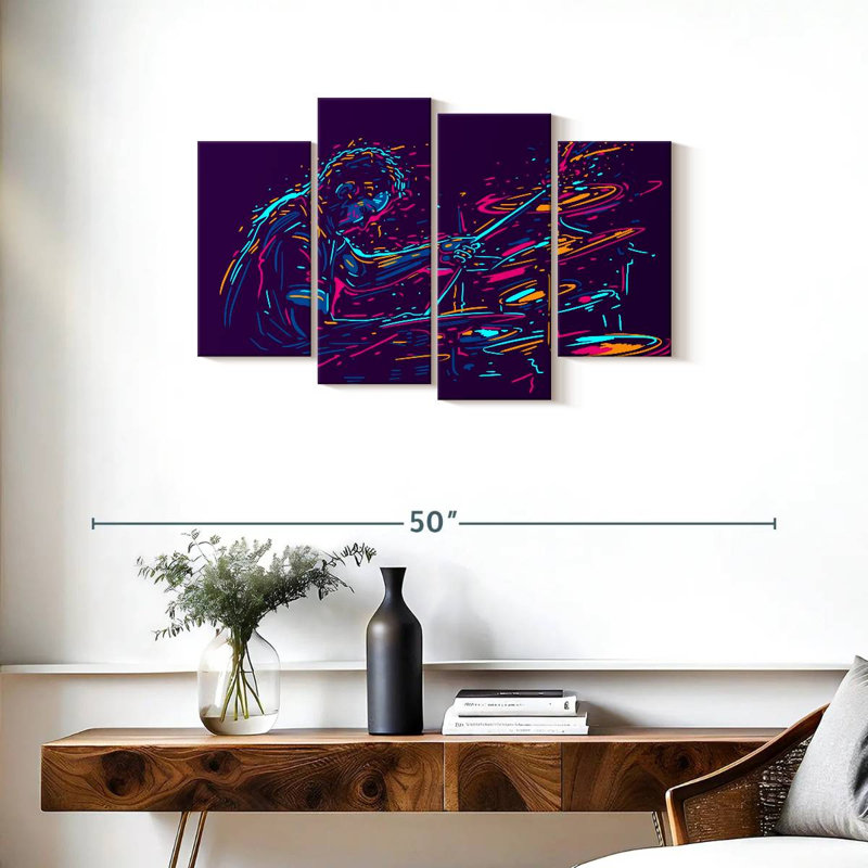 Abarca Abstract Drummer Performing, 22'' H x 36'' W