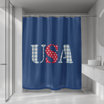 USA Gingham Ultra-Thin Lightweight Shower Curtain