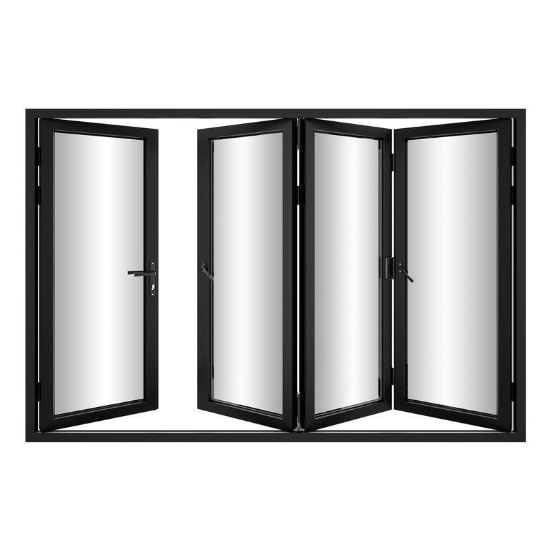 Porte de patio pliante en aluminium noir à 4 panneaux de 120 po avec verre à argon Low-E VersaFold de KaMic VersaFold
