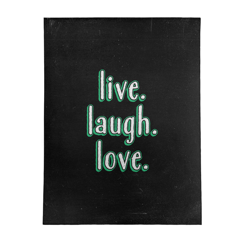 Tapis en poly-chenille style tableau noir style "live" love quote, Rectangle 9 pi x 12 pi