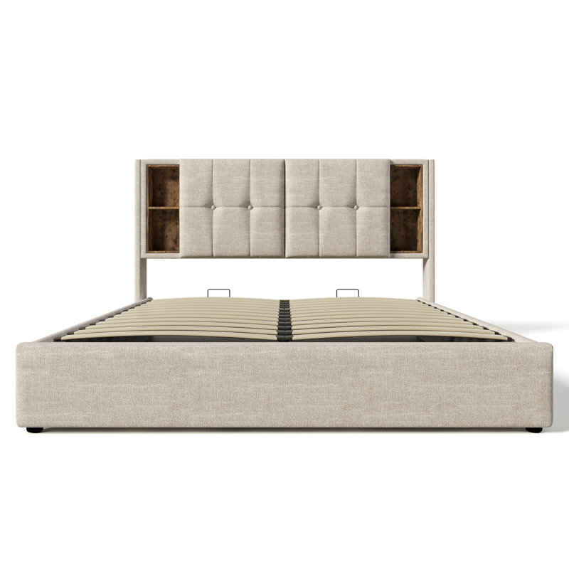 Upholstered Ottoman Storage Bed, Natural, Super King (6')