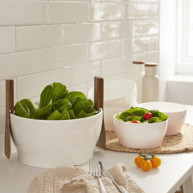 Bols à salade en porcelaine 15,5 cm Celeste - ensemble de 4 - bols individuels tout usage pour céréales, soupes ou pâtes - vaisselle blanche empilable moderne