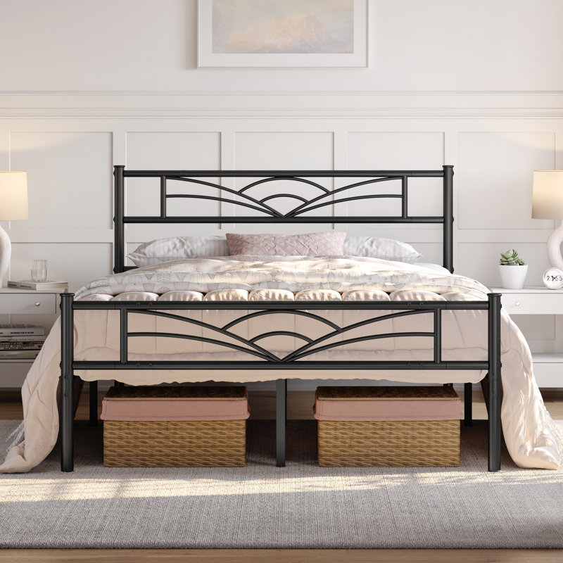 3Ft Single Metal Bed Frame, Double (4'6), Black