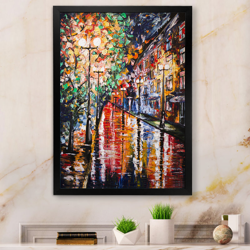 Paris Street Under Rain - Peinture, Cadre photo noir, H 32 po x l 16 po x P 1 po
