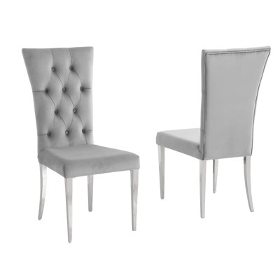 Hineefah 18.5'' H Tufted Velvet Upholstered Metal Side Chair