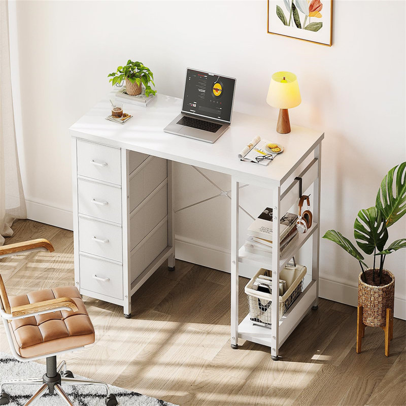 Metal Base Computer Desk, White