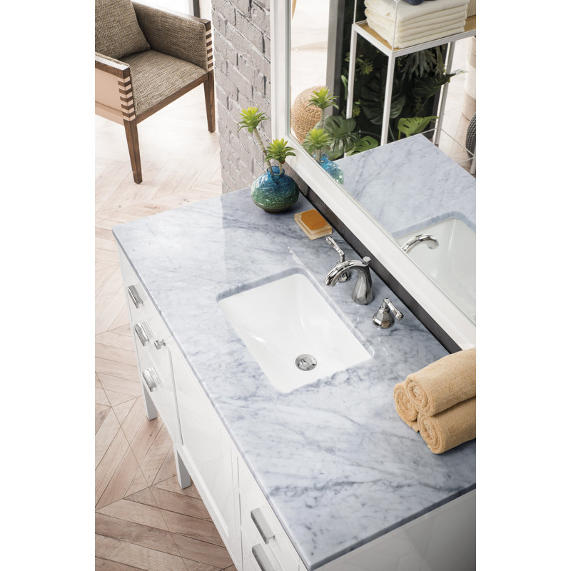 Addison 48'' W Single Vanity, Carrara White, Glossy White, 8" Widespread