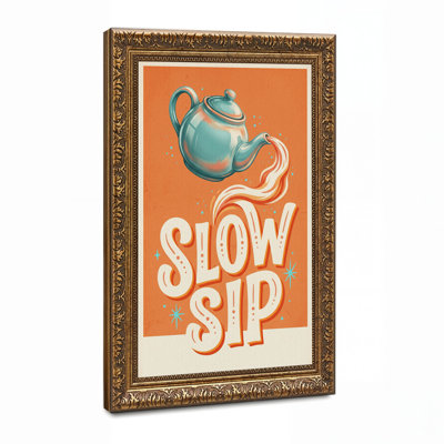 «Teal Tealot Versing Stream Over Slow Sip Lettrage», art mural sur toile