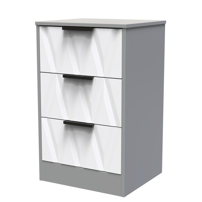 Las Vegas 45cm W Manufactured Wood Bedside Table, White Matt/Dusk Grey