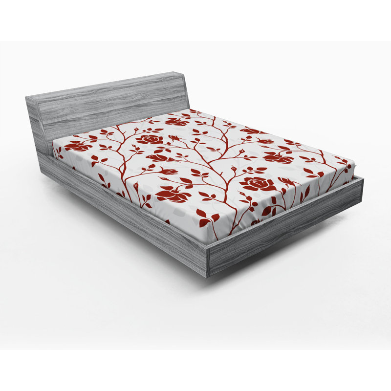 Microfiber Floral Fitted Sheet, Queen Fitted Sheet, Floral 1