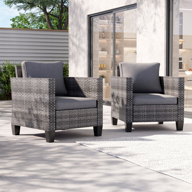 Chaise de patio avec coussins Goldwin, Gris, Gris