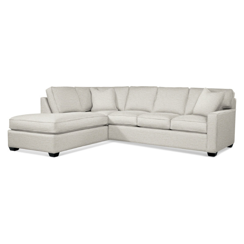 Ellora Upholstered Chaise L-Sectional, Black, Left Hand Facing, White Performance Fabric; 0851-94