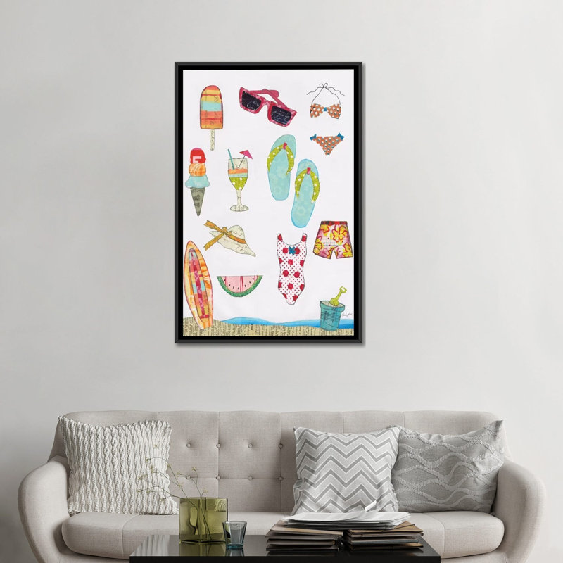 «At the Beach II», reproduction sur toile tendue, H 26 po x l 18 po x P 1,5 po, Toile avec cadre noir, Aucun mat