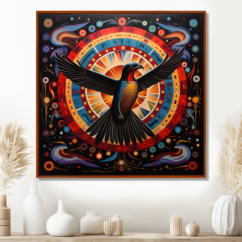 Grand majestueux aigle noir, reproduction d'art mural, Toile avec cadre brun, H 36 po x l 36 po x P 1,5 po