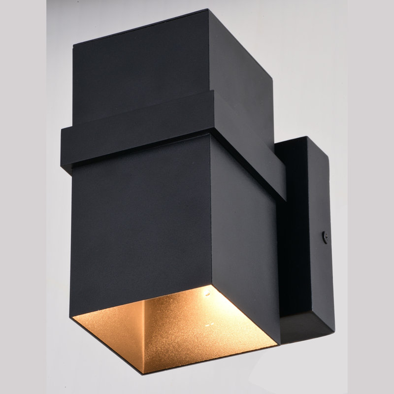 Bosede 7 in. H 1-Light Textured Black Outdoor Wall Sconce made of Rust-Resistant Aluminum Metal Shade, LED Compatible, Dark Sky Compliant, Use for Exterior Porch Patio Front Door or Garage