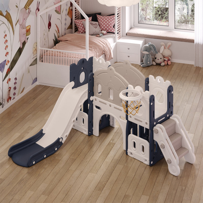 Isulf Zoomie Kids Indoor Slide, Grey/Blue