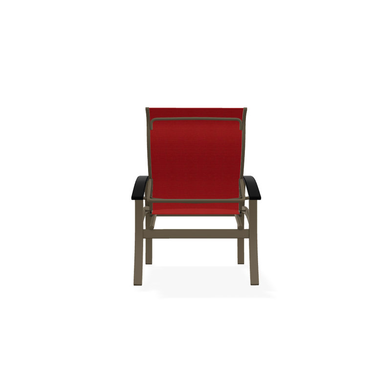 Chaise de patio Askar, Bois de plage texturé, Rouge 1D Sunbrella®, Noir