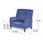 Oversized Textured Fabric Pushback Recliner, Navy Blue and Dark Brown