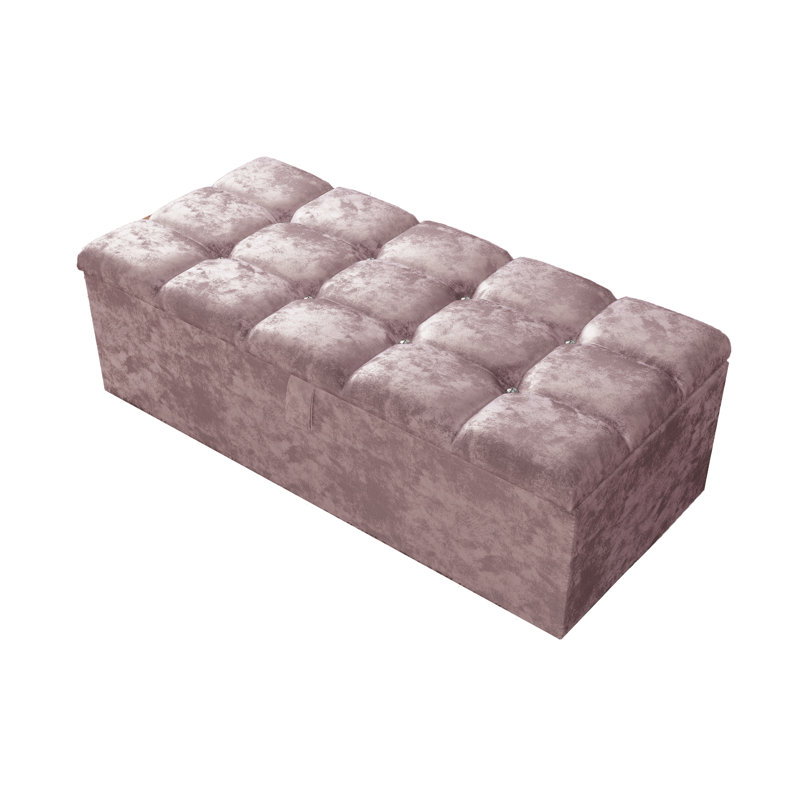 Ontario 102cm Wide Rectangle Geometric Standard Ottoman with Storage, Pink