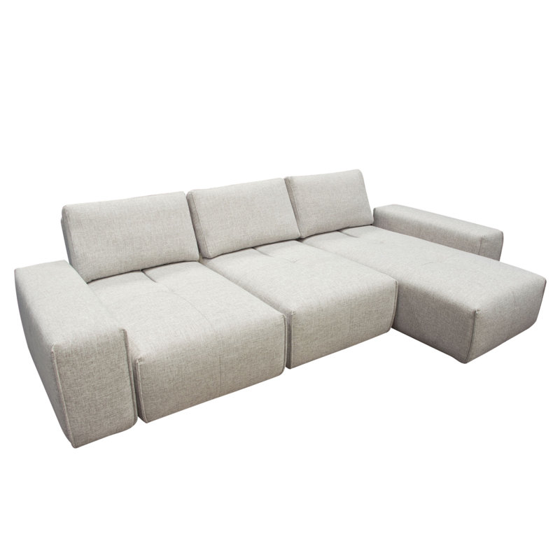 Jazz Modular 3-Seater Chaise Sectional With Adjustable Backrests In Light Brown Fabric