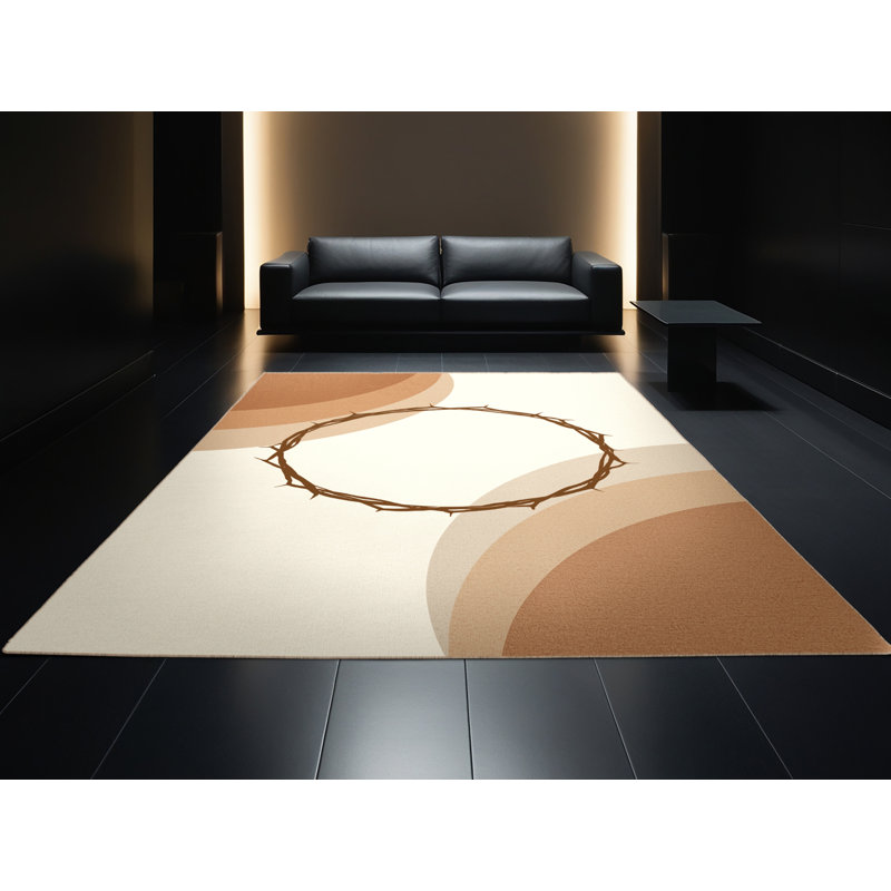 Tapis minimaliste beige lavable à la machine Bartow, 2 pi x 3 pi