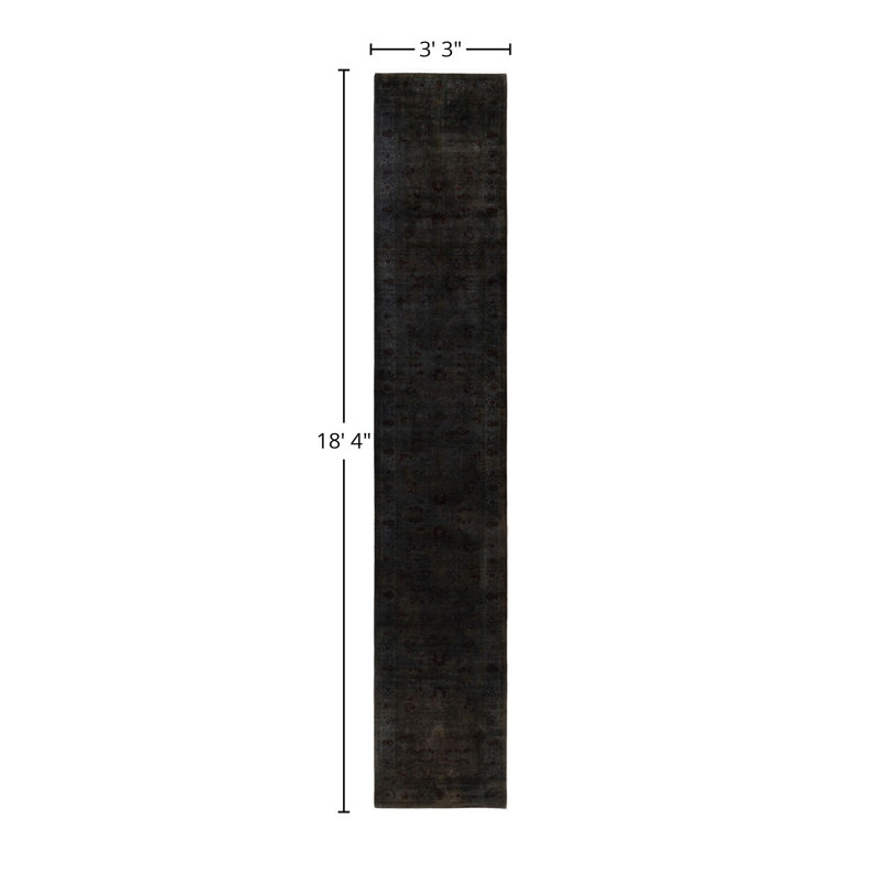 Overdyed One-of-a-Kind 3' 3" X 18' 4" Hand Knotted Area Rug