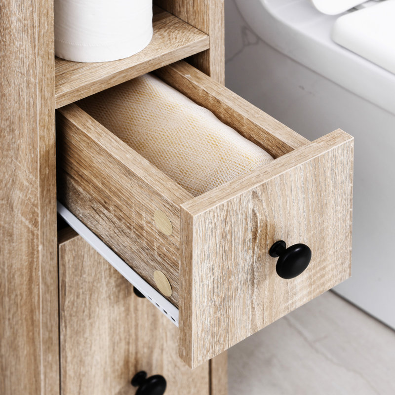 Armoire de salle de bain autoportante compacte avec 2 armoires ouvertes Kleankin