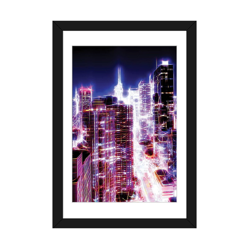 «42nd Street», impression sur toile, H 24 po x l 16 po x P 1 po, Papier d'art encadré noir, Blanc