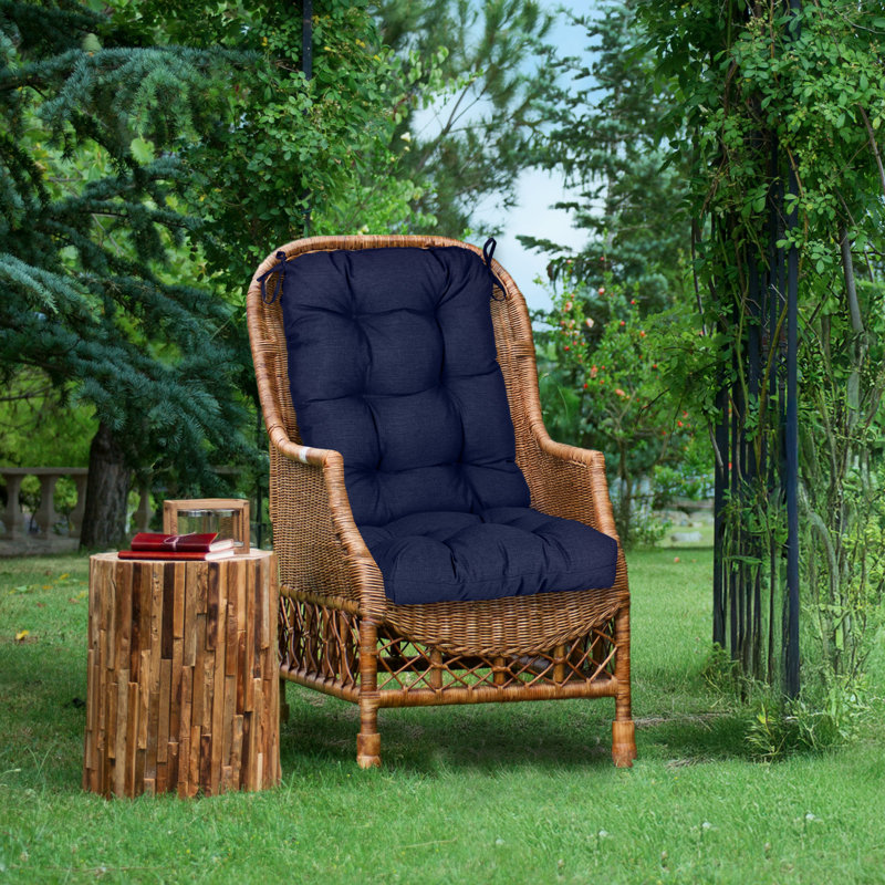  Aoodor Outdoor Tufted Back Cushions Patio Replacement Chair Cushion, Dark Blue