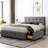 Upholstered Queen Platform Bed With 4 Drawers And Classic Headboard - Gray No Box Spring Attractive Button- In Size Strong Chic Design-124868296