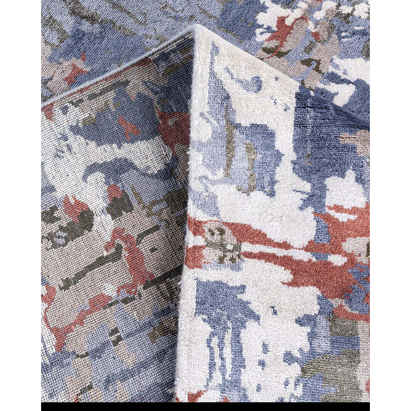 Tapis unique noué à la main gris Lynze de 8 pi 2 po x 10 pi 2 po
