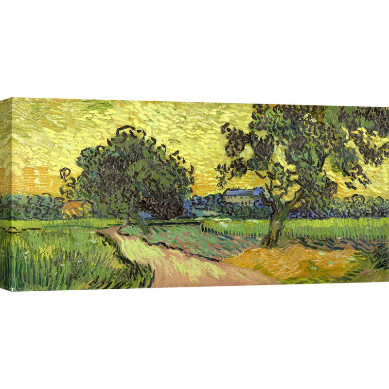 Landscape At Twilight by Vincent Van Gogh - Wrapped Canvas Painting, 70cm H x 140cm W x 4cm D